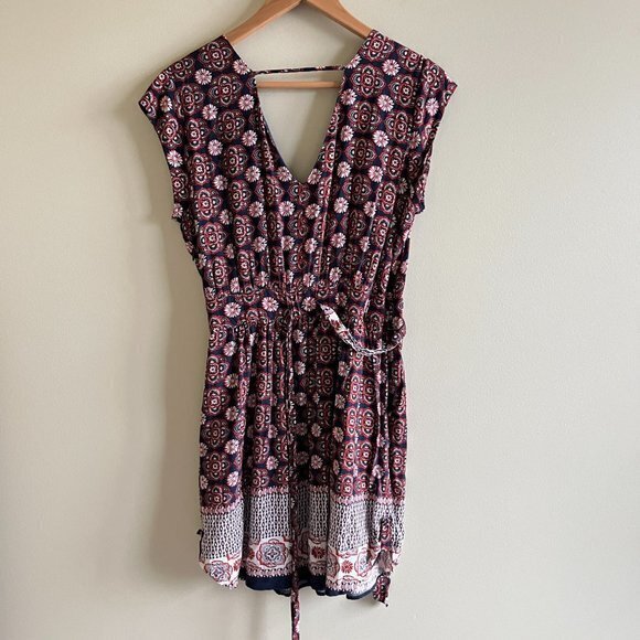 Daniel Rainn Double V Faux Wrap Dress Surplice Neck Belted Womens Size M - Picture 8 of 9